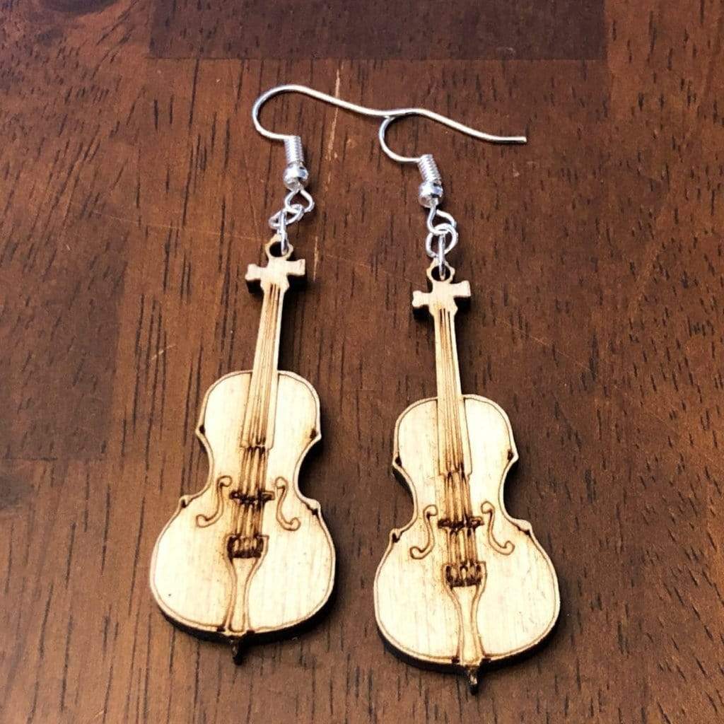 Cello Wooden Dangle Earrings - - Cate&