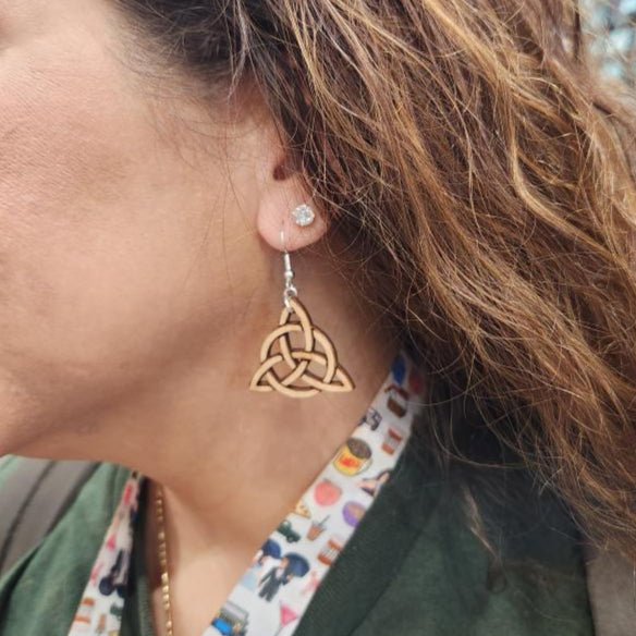 Celtic Trinity Knot Wooden Dangle Earrings - Cate&