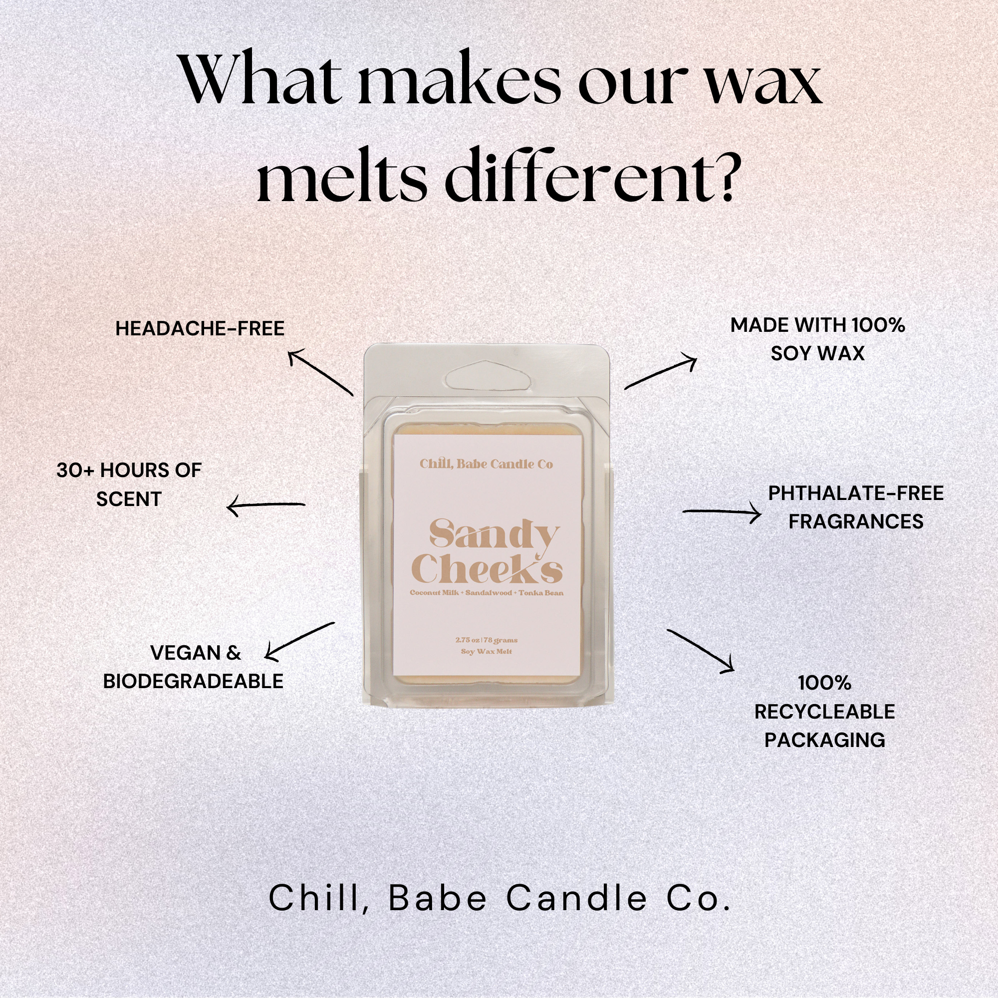 About Sandy Cheeks Wax Melt | Coconut Milk + Sandalwood + Tonka Bean