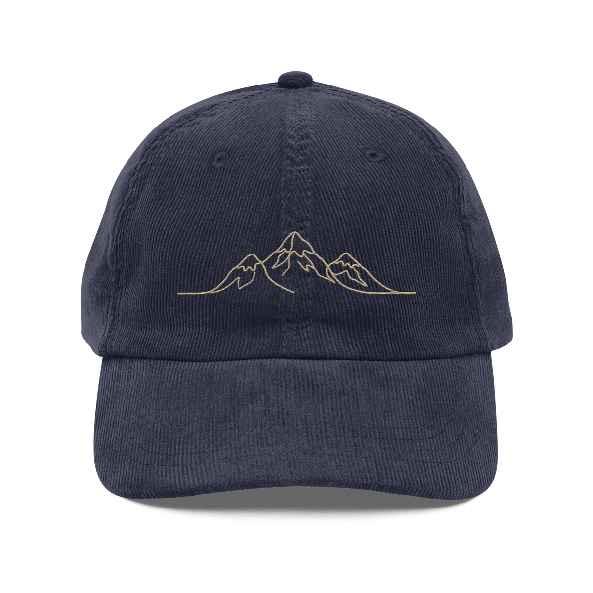 Corduroy Hat | Embroidered Mountain Line Art Cap | Minimalist Outdoor Gift - Heartland Stitch