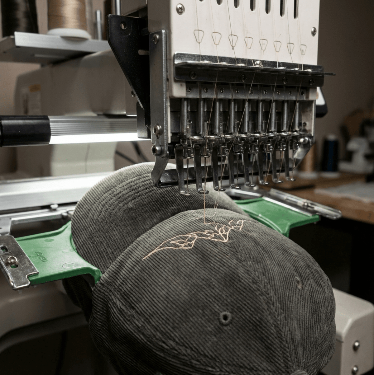 Corduroy Hat | Embroidered Mountain Line Art Cap | Minimalist Outdoor Gift - Heartland Stitch