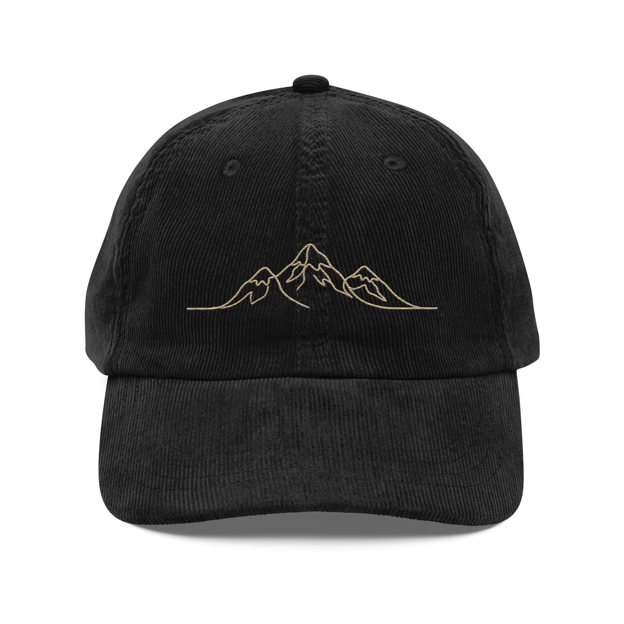 Corduroy Hat | Embroidered Mountain Line Art Cap | Minimalist Outdoor Gift - Heartland Stitch
