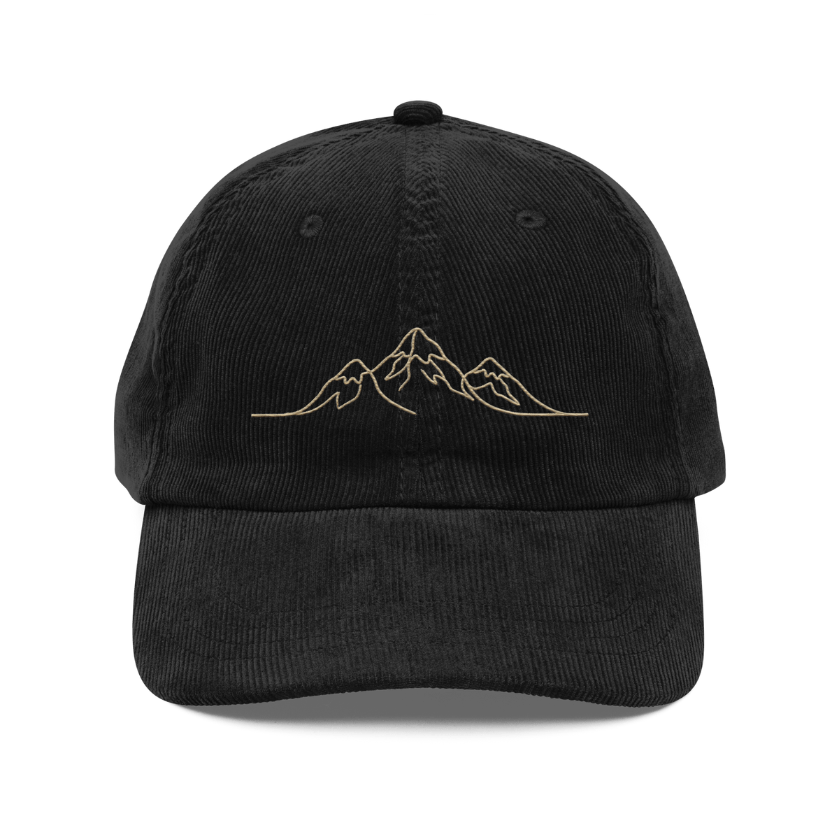 Corduroy Hat | Embroidered Mountain Line Art Cap | Minimalist Outdoor Gift - Heartland Stitch