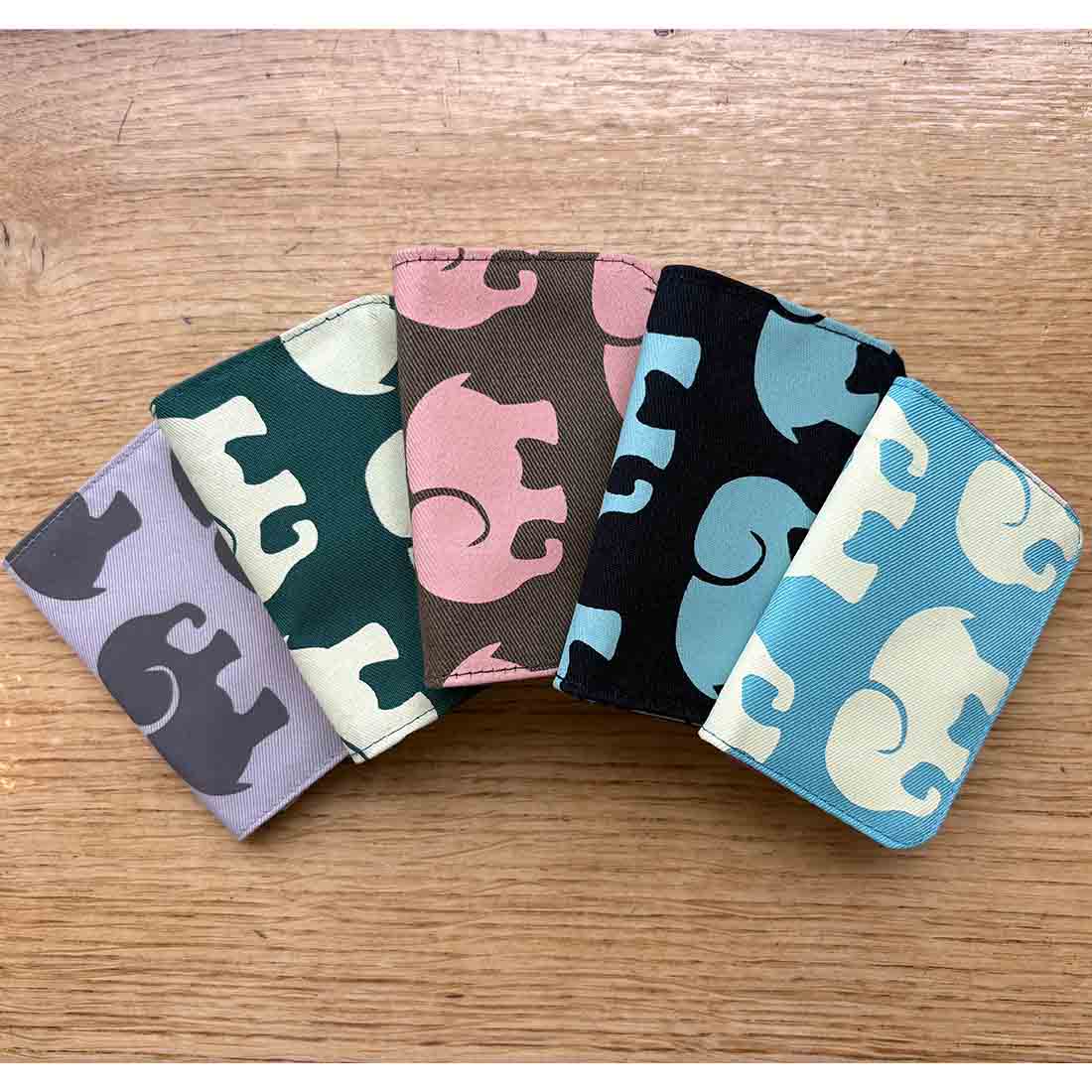 sustainable cotton cardholders - elephant prints