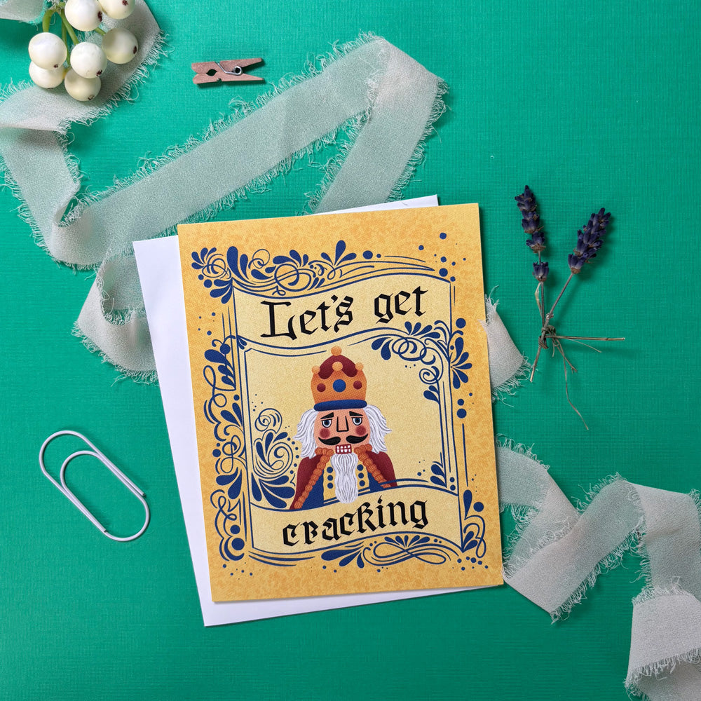 Greeting card with nutcracker design and text &