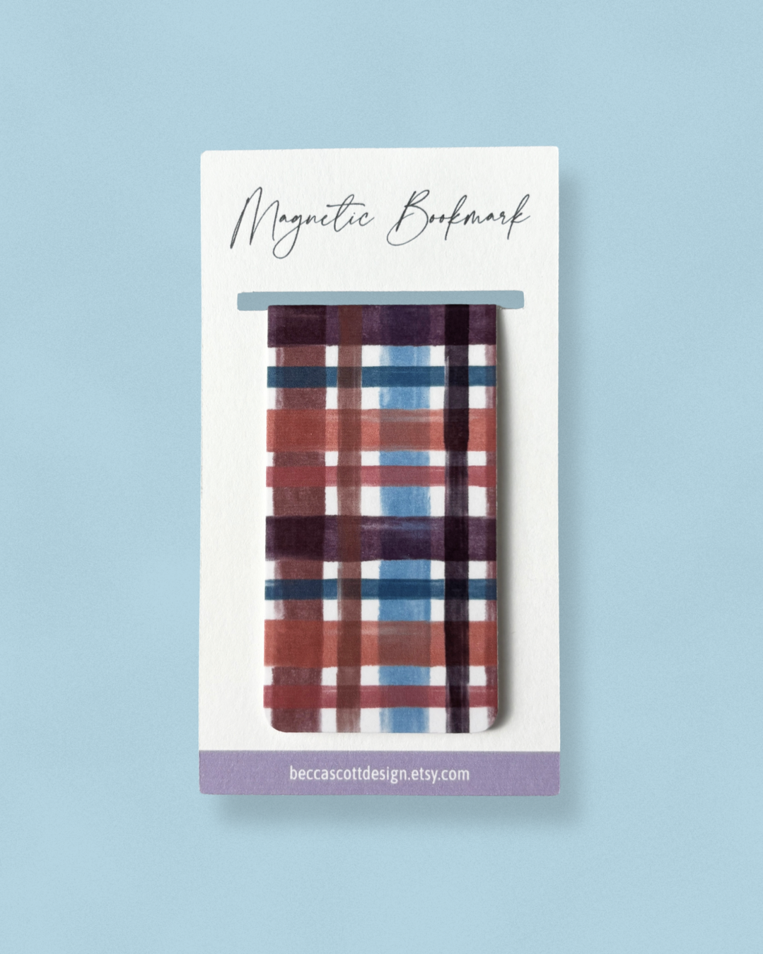 Cozy Plaid Magnetic Bookmark