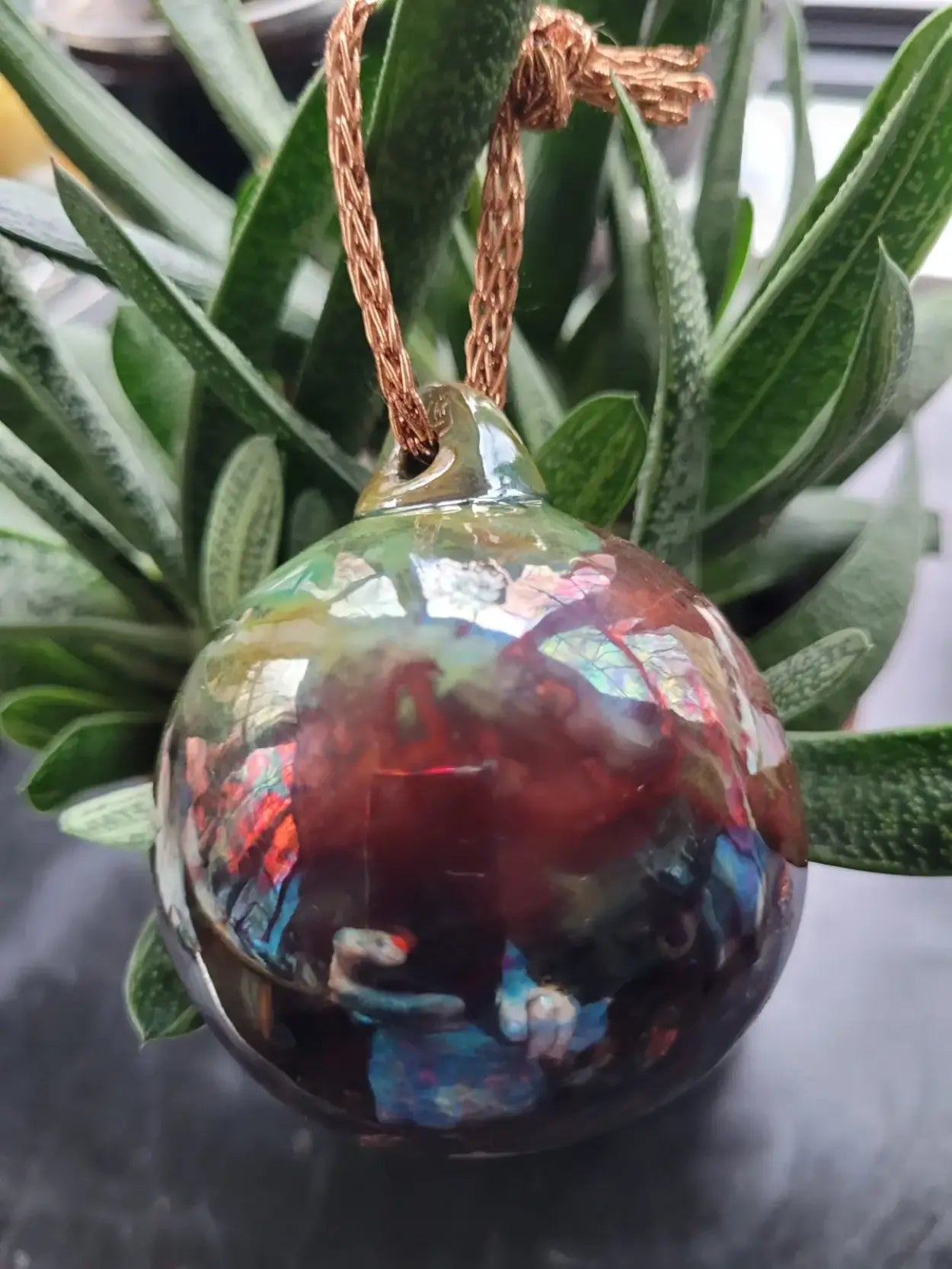 Ceramic Raku Bauble Ornament Metallic Glaze One of a Kind lbm1