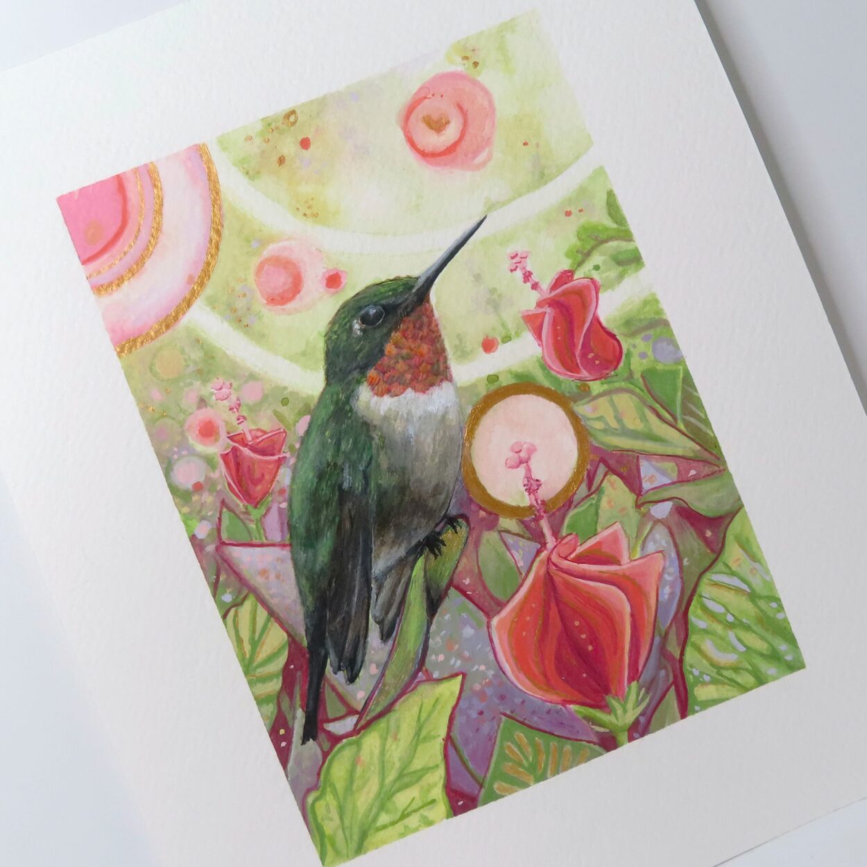Ruby Throated Hummingbird - Original painting