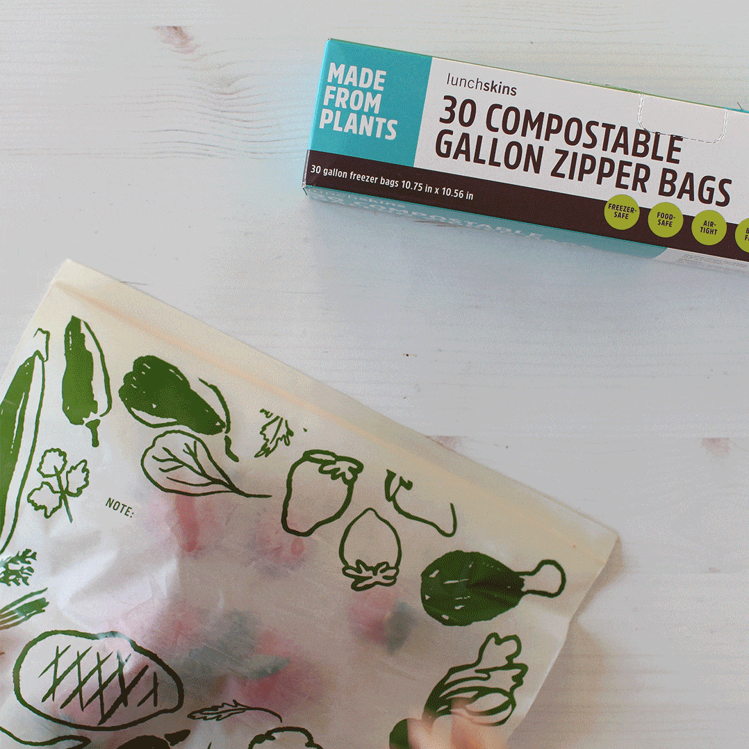 Zip-Top Compostable Freezer-Safe Gallon Storage Bags