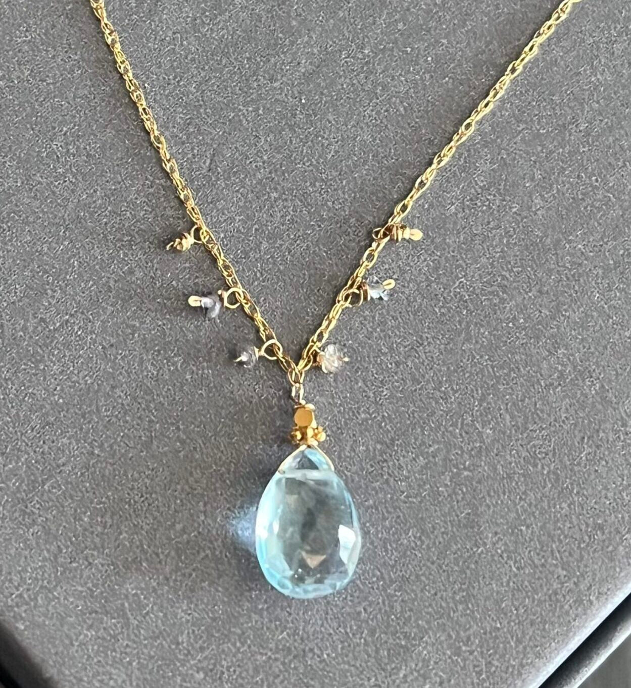 Blue Topaz Raindrop Pendant