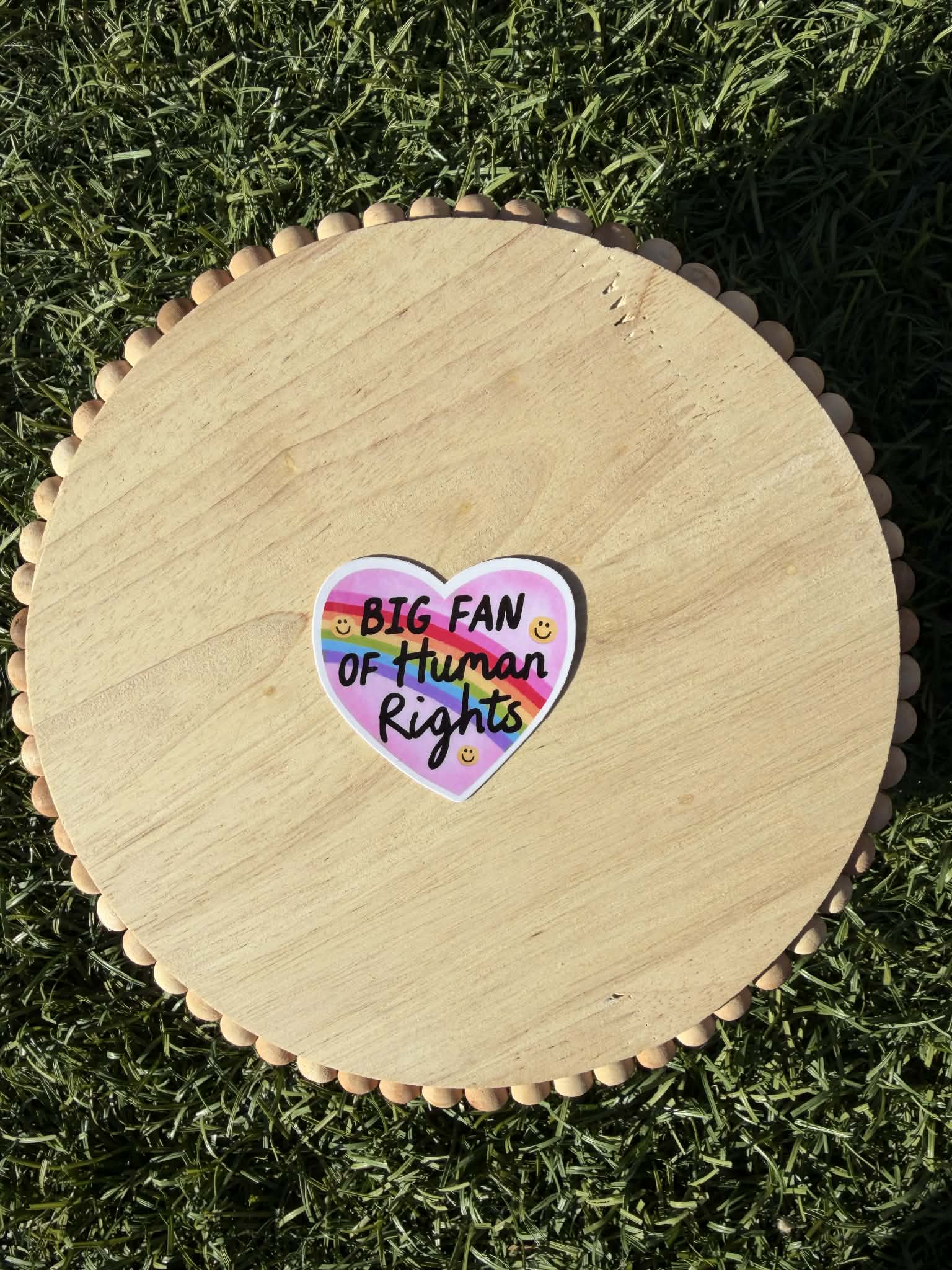 Big Fan of Human Rights Sticker | Rainbow Heart Vinyl Sticker | Pro Equality Pride Sticker 2" or 3"