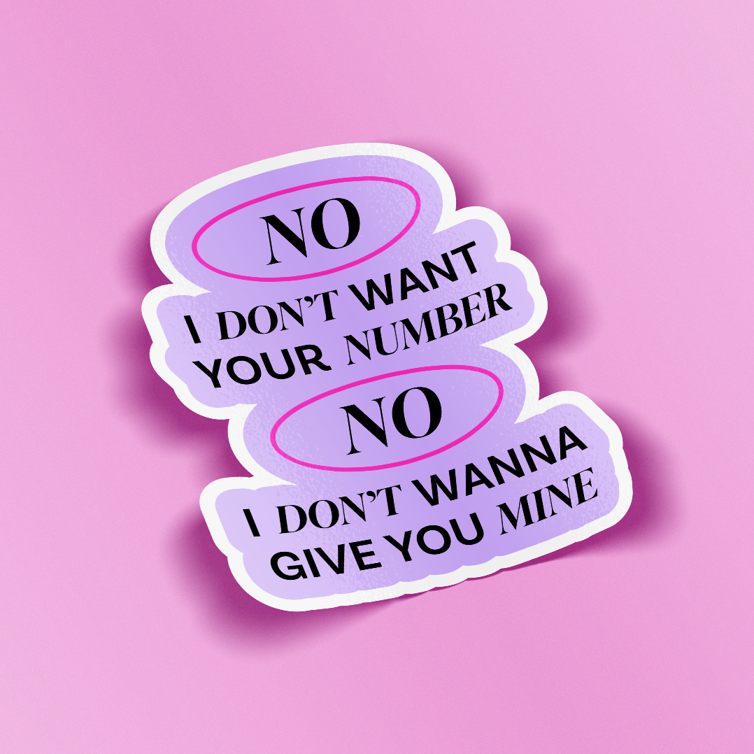 Three stacked die-cut stickers with the text &