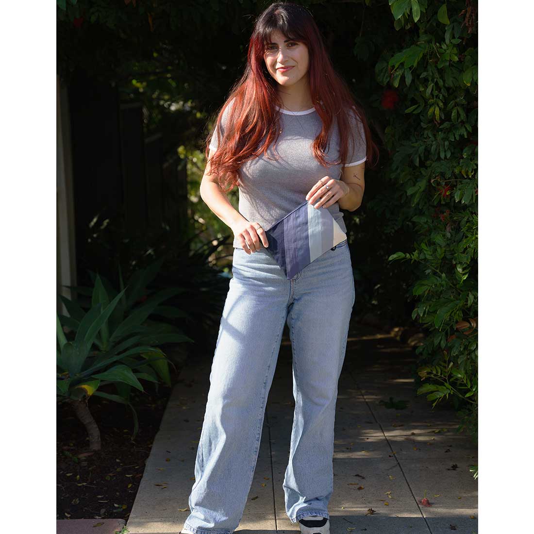 Denim Wristlet - Striped Pouch - Malia Designs