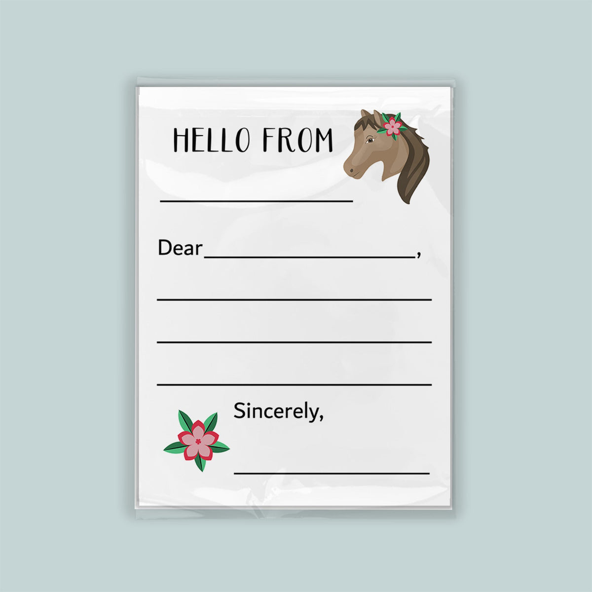 The image is a blank letterhead with a horse illustration on the top right corner. The letterhead has a blank space for the recipient&