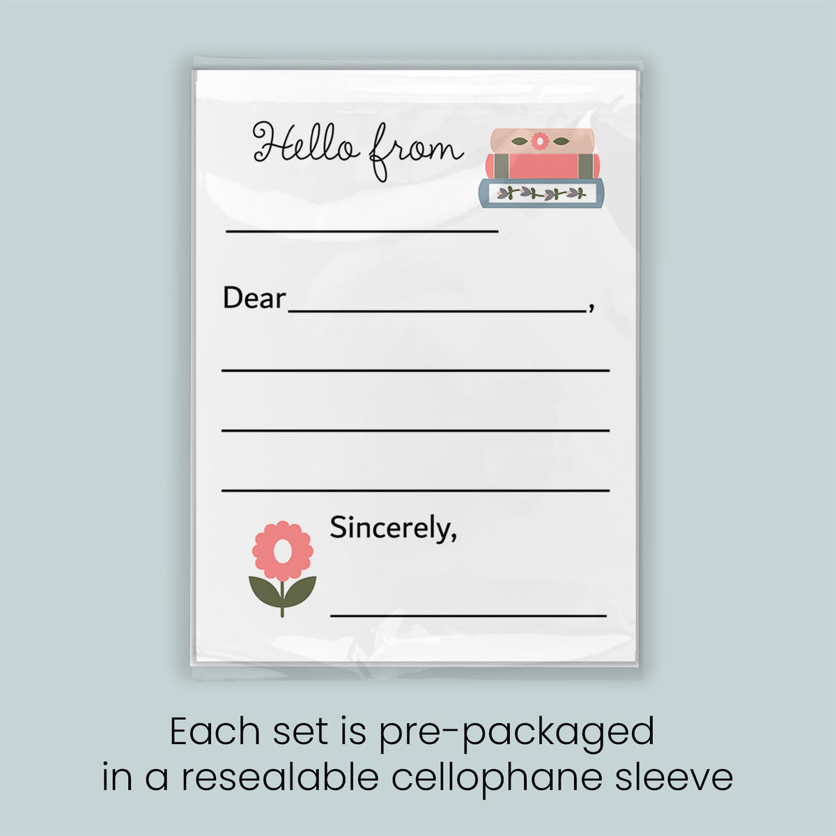 A pre-packaged letterhead set with a blank space for a recipient&