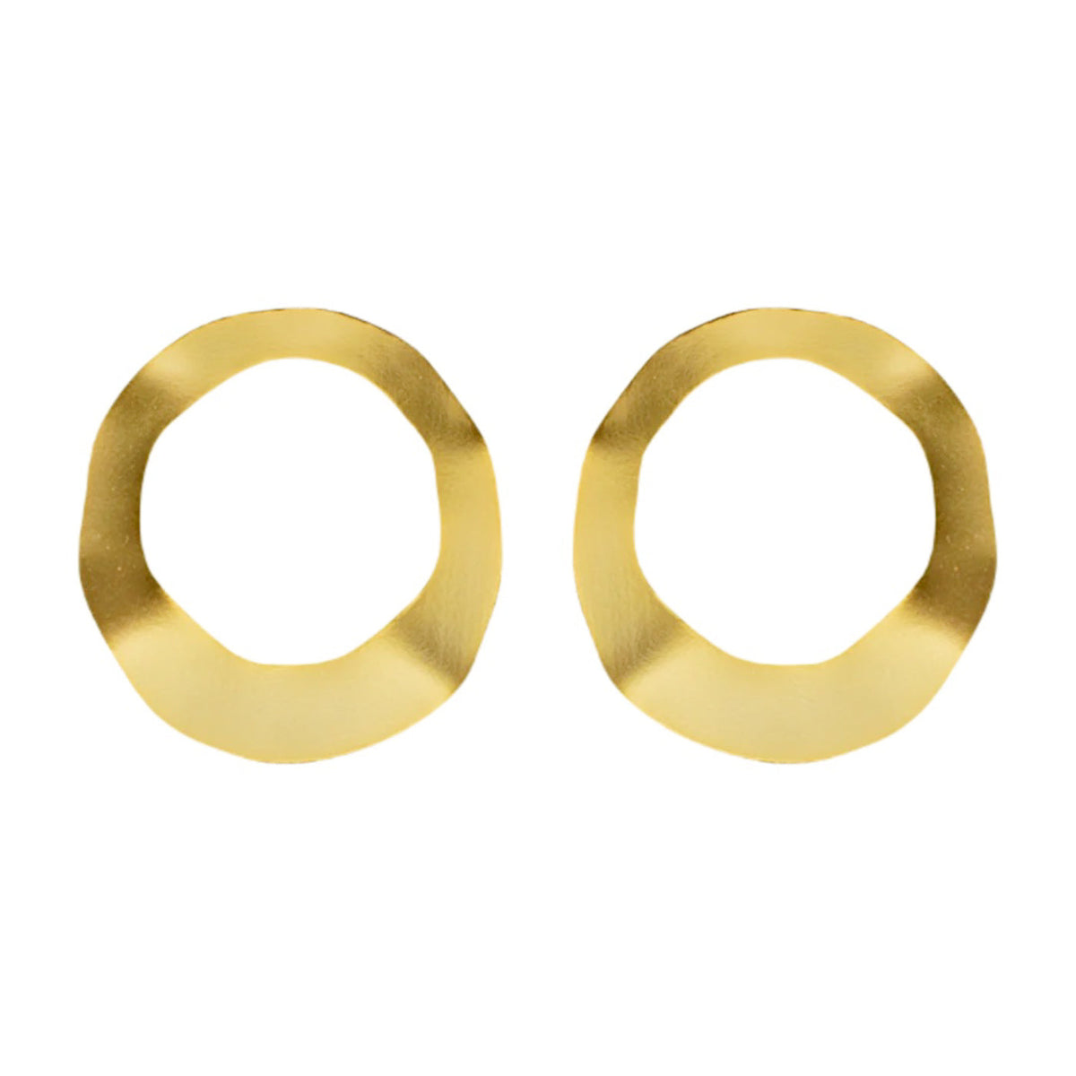 gold plated circle molded stud earrings, fair trade artisan earrings chicago