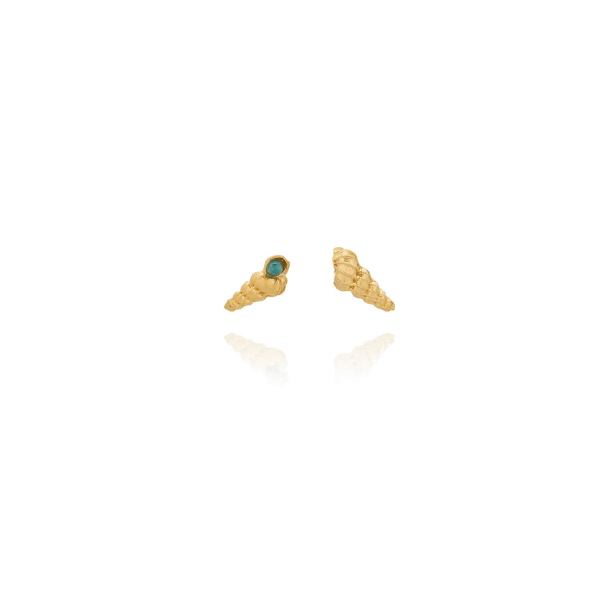 gold shell stud earrings, asymmetrical earrings with turquoise, handmade earrings jewelry online chicago