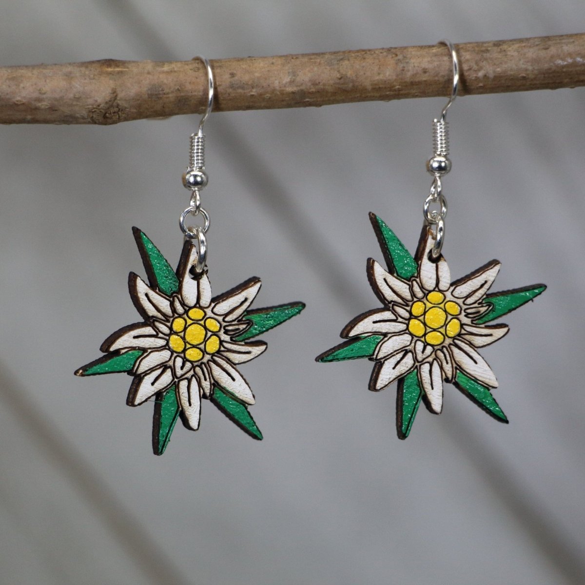 Edelweiss Flower Dangle Earrings - - Cate&