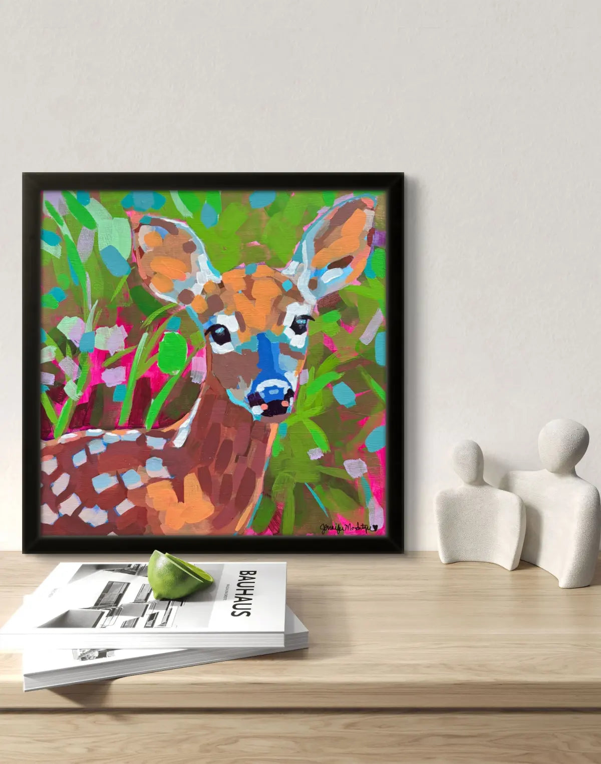 Original Fawn Painting, Colorful Woodland Nursery Art, 12x12