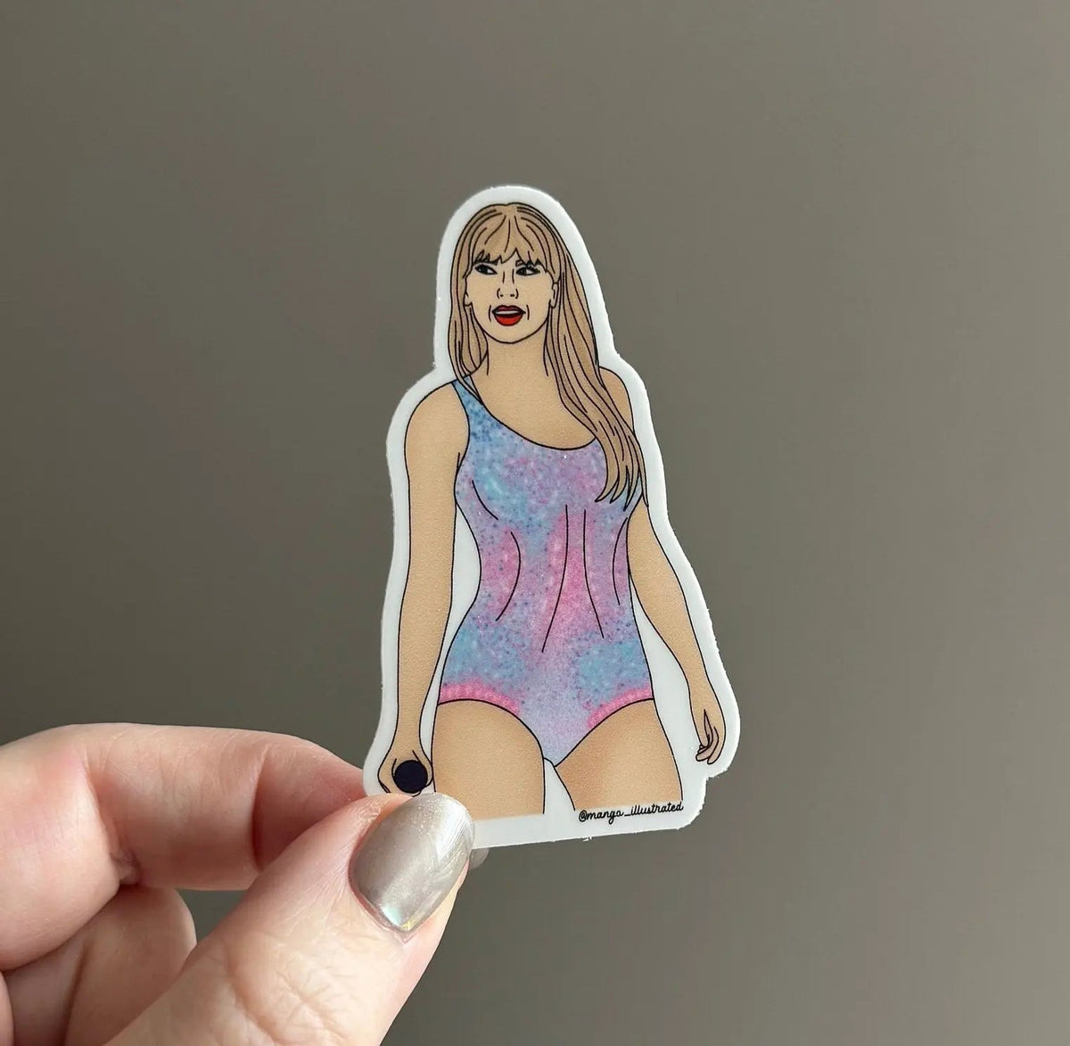 Eras Tay sticker — waterproof vinyl portrait decal for laptops and water bottles by indie artist MangoIllustrated