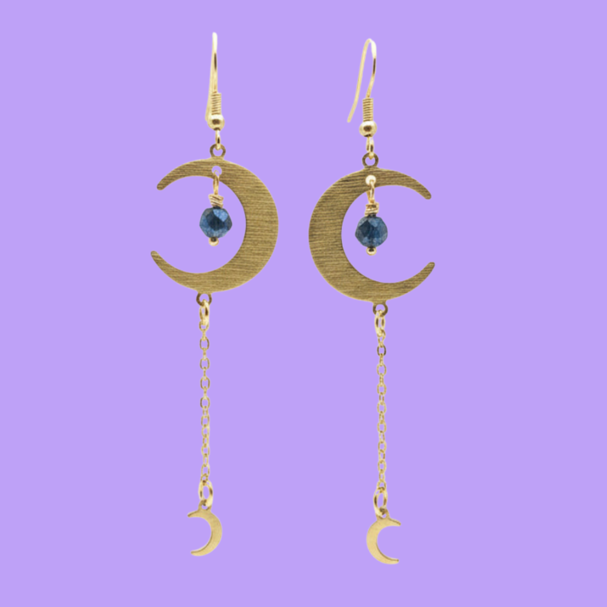 Crescent Moon Brass Earrings