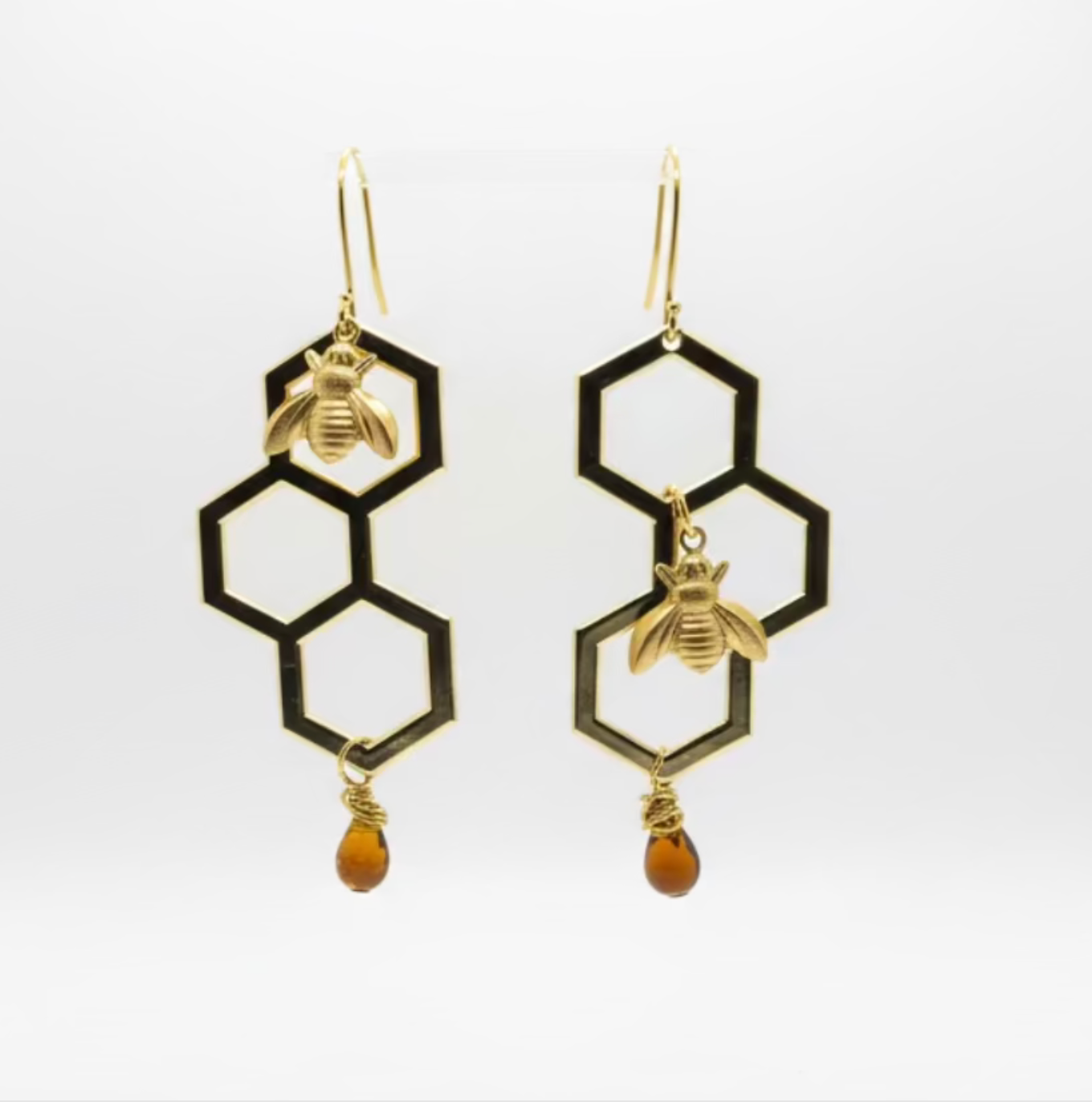 Honeycomb + Bee Earrings