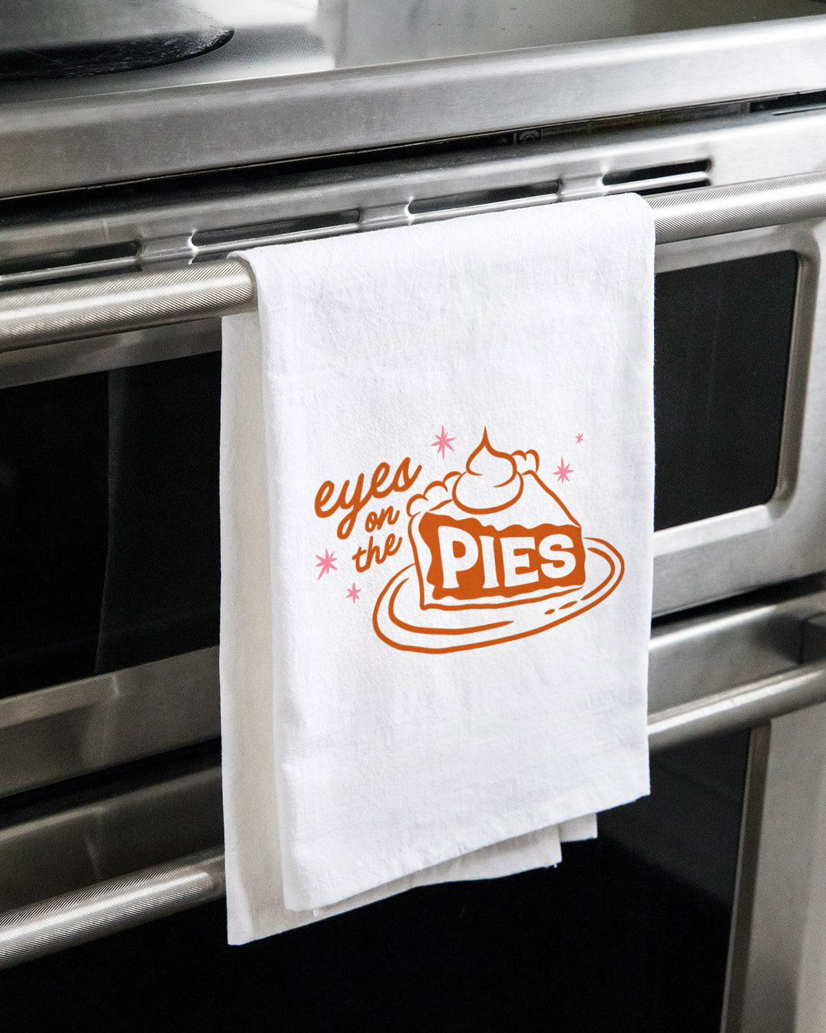 "Eyes on the Pies" Food Pun Flour Sack Tea Towel