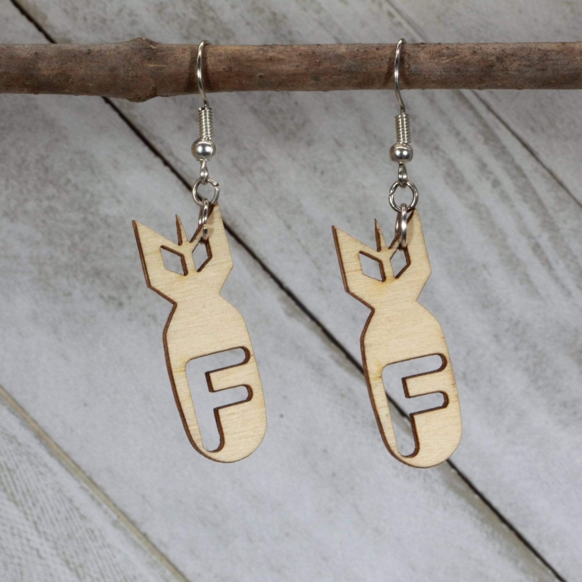 F Bomb Wooden Dangle Earrings - - Cate&