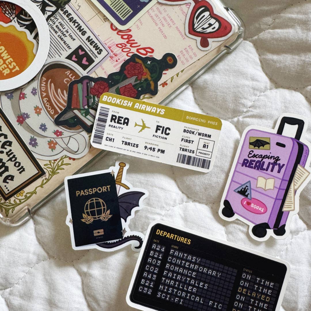Reality to Fiction Boarding Pass Sticker | Bookish Travel Vinyl Sticker