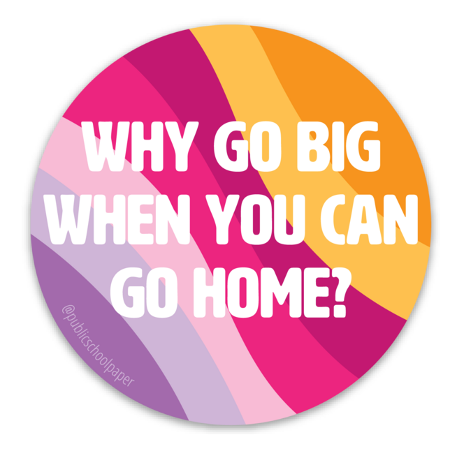 Colorful circular sticker with text &