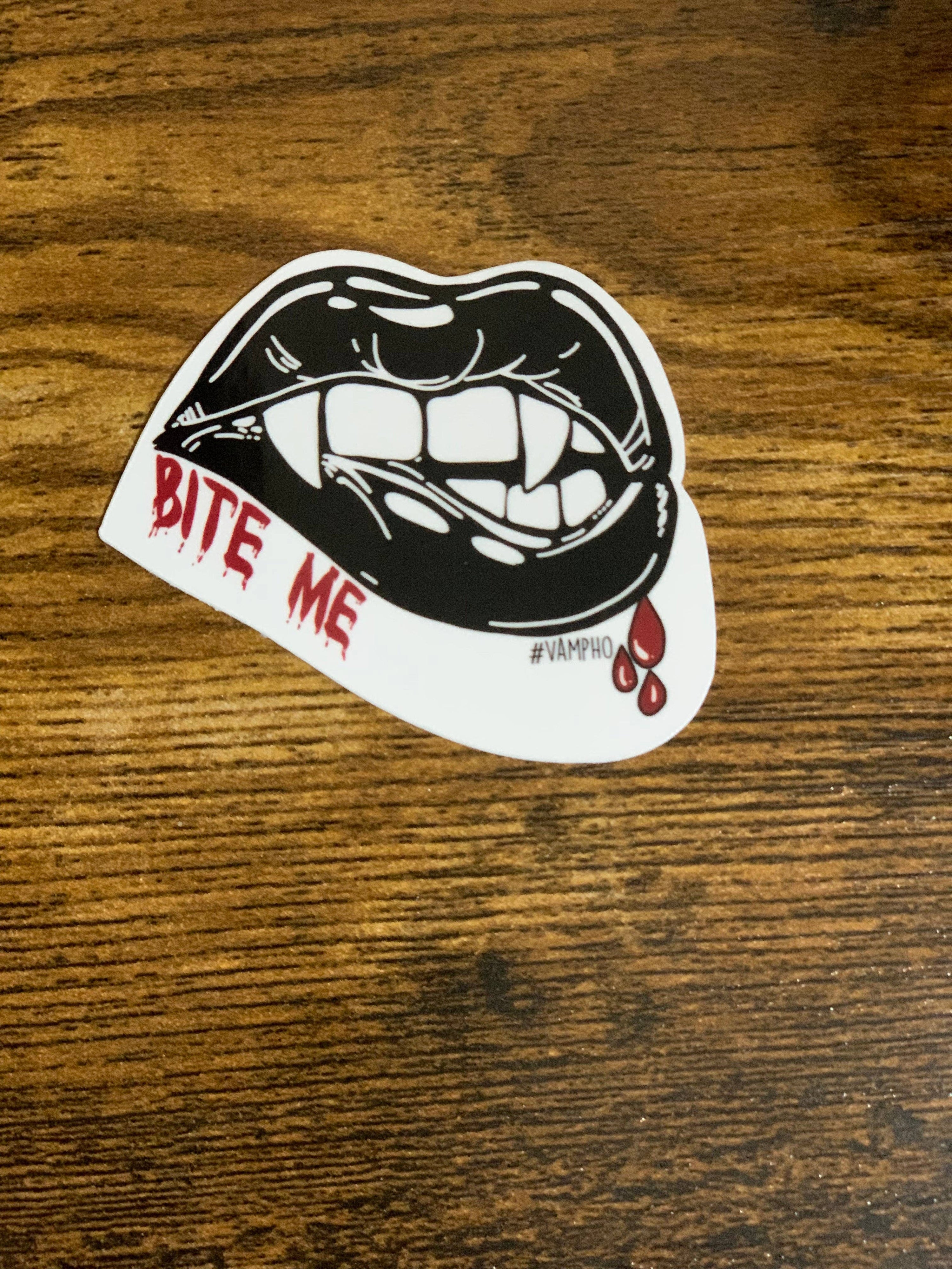 Sticker with a mouth graphic and &