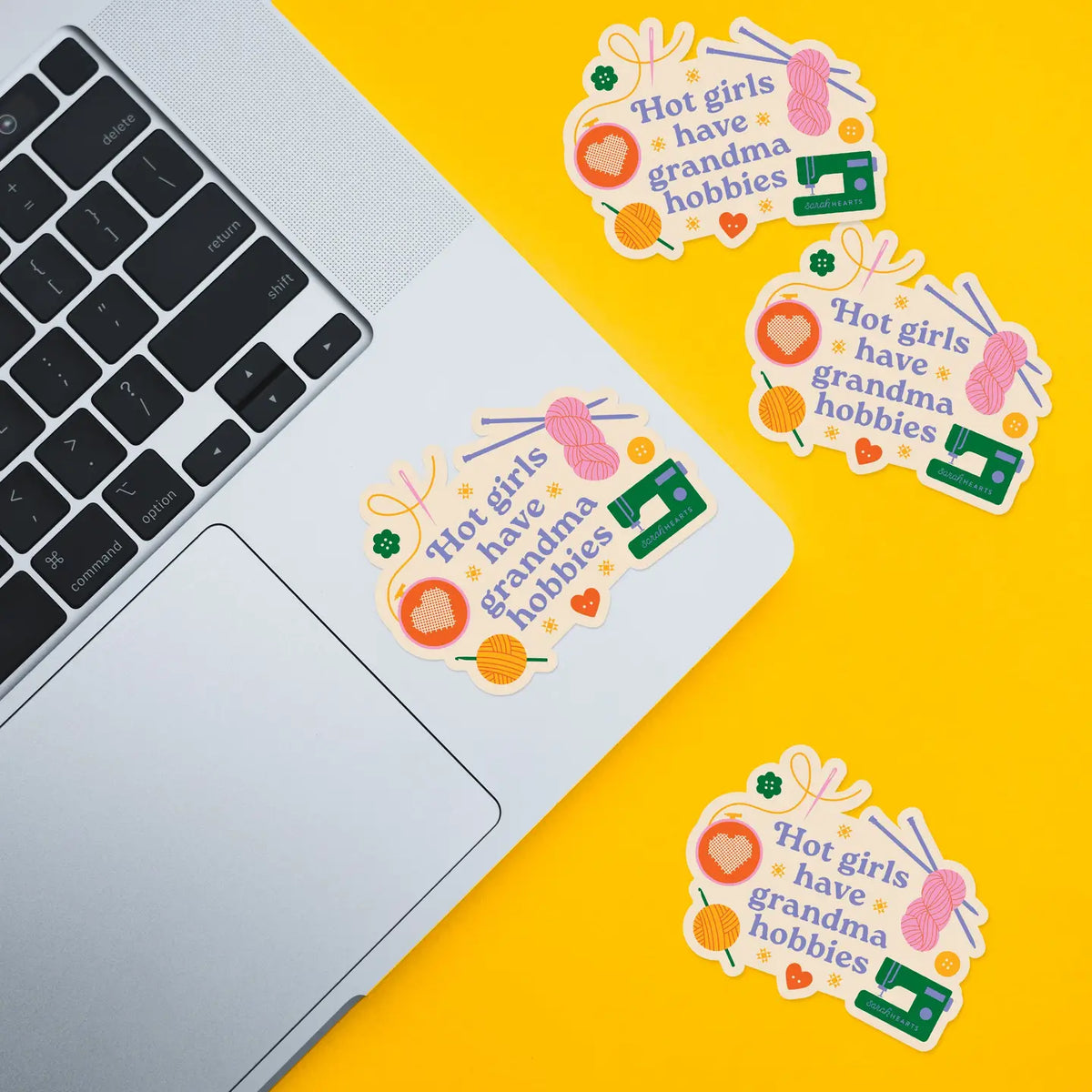 Hot Girls Have Grandma Hobbies Sticker - Vinyl Waterproof