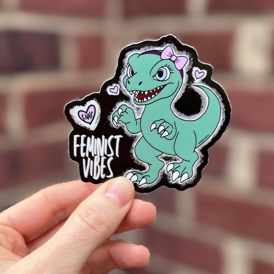 feminist-vibes-raptor-glossy-vinyl-indoor-outdoor-sticker-decal-feminist-gift