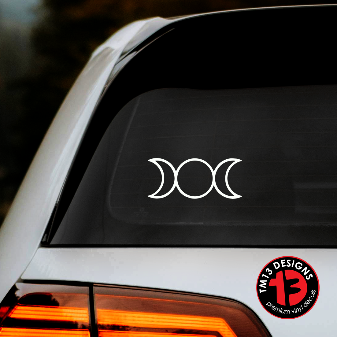 Triple Moon Goddess Vinyl Decal Outline Style Mockup