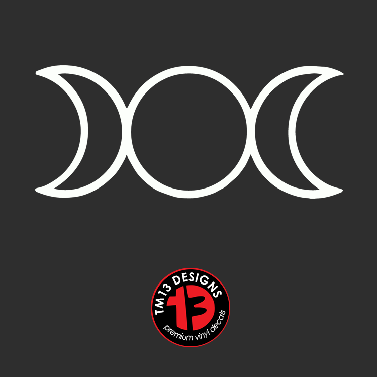 Triple Moon Goddess Vinyl Decal Outline Style