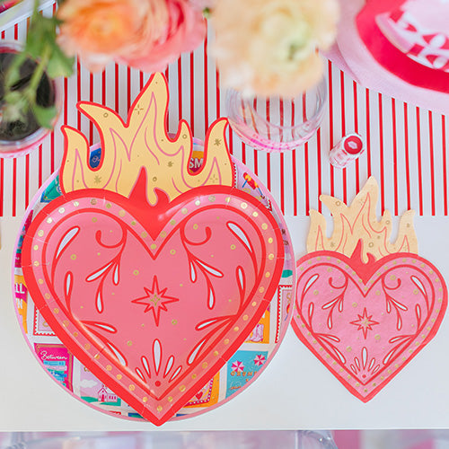Flaming Heart sticky notes in use for reading notes and bookmarks, Queens Flaming Hearts collection, Jollity & Co.