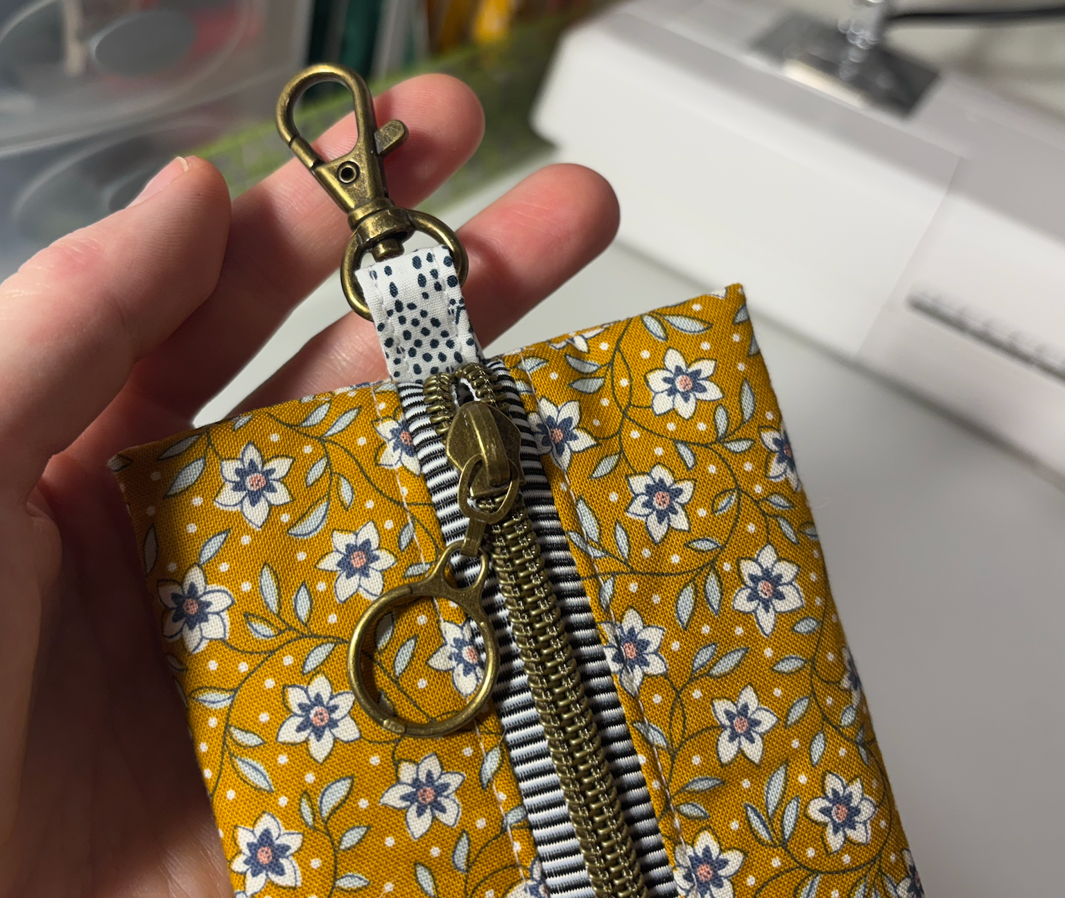 Flat Zipper Pencil Pouch with Key Ring