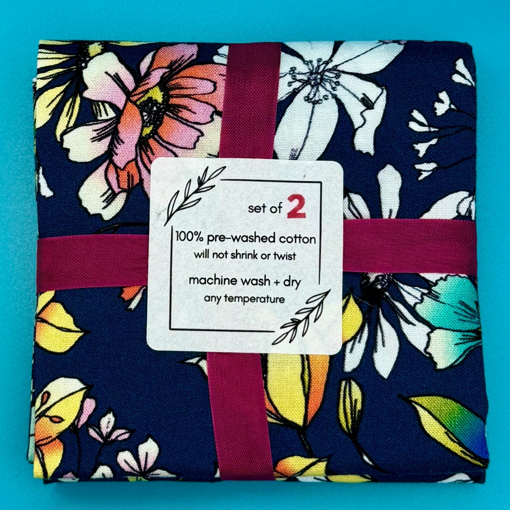 100% Cotton Napkins - Set of 2 - Floral