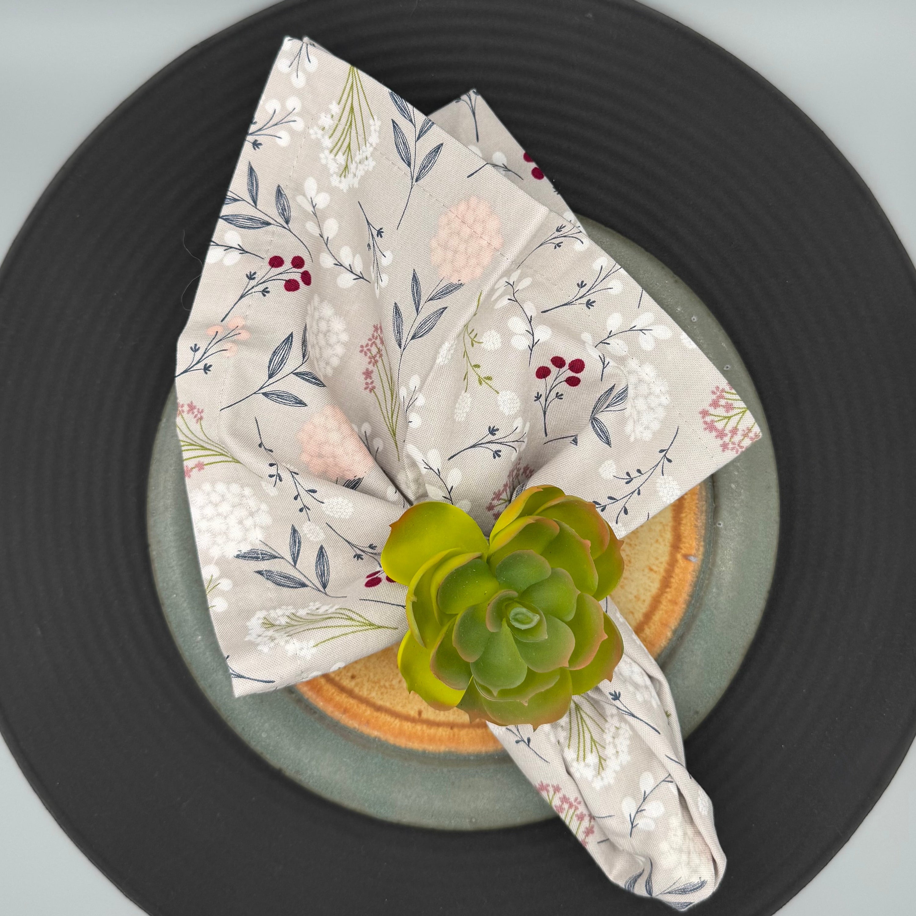 100% Cotton Napkins - Set of 2 - Winter Wildflower