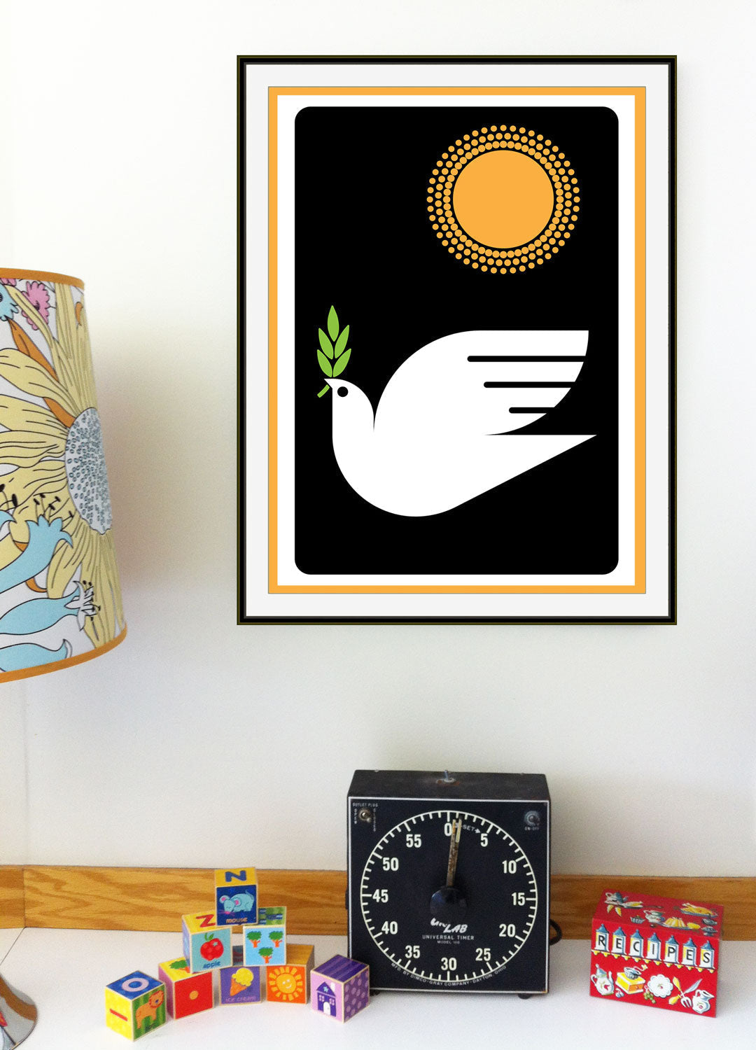 Peacebird Screenprint Peace Dove Wall Art Home and Office Decor