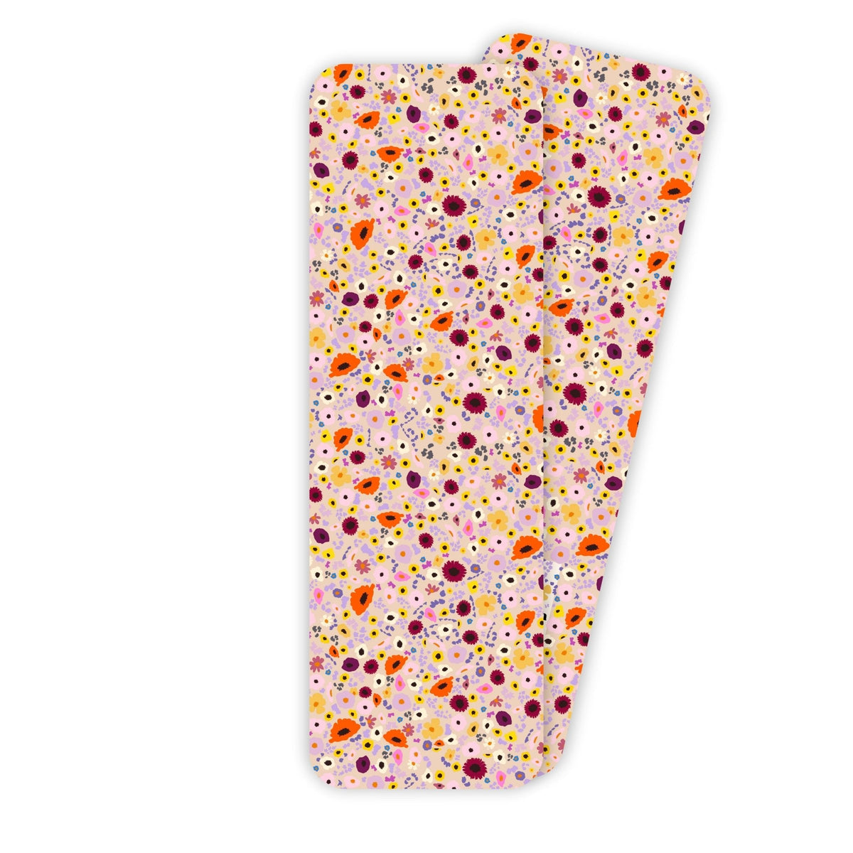 Folklore Florals Bookmark — dense tiny floral print in pink, orange, and burgundy, 2x6 in, by MangoIllustrated