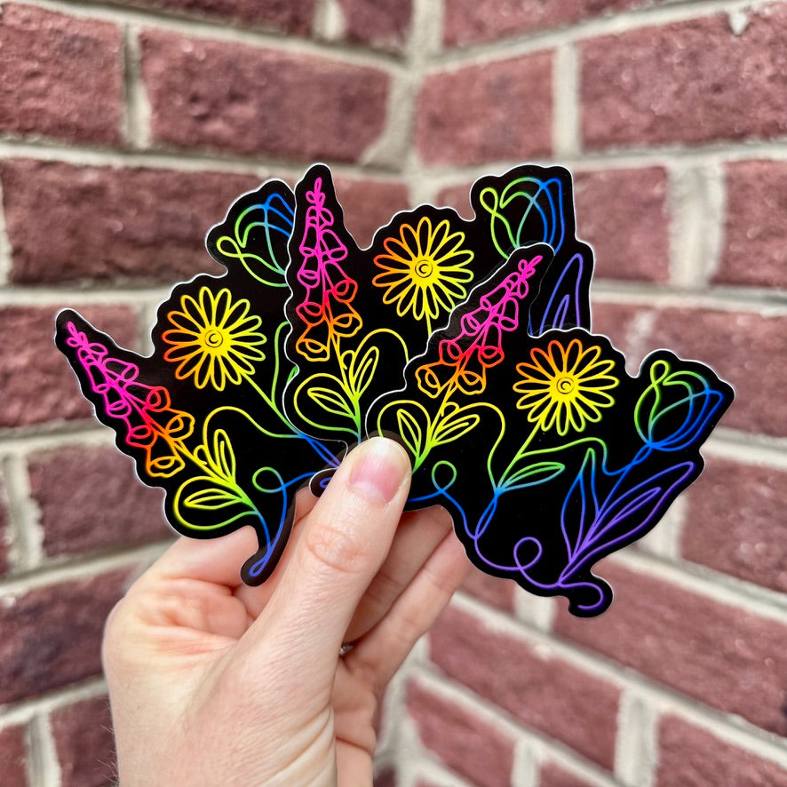 foxglove-daisy-tulip-subtle-fdt-flowers-glossy-indoor-outdoor-vinyl-sticker-3-pack-rainbow-black