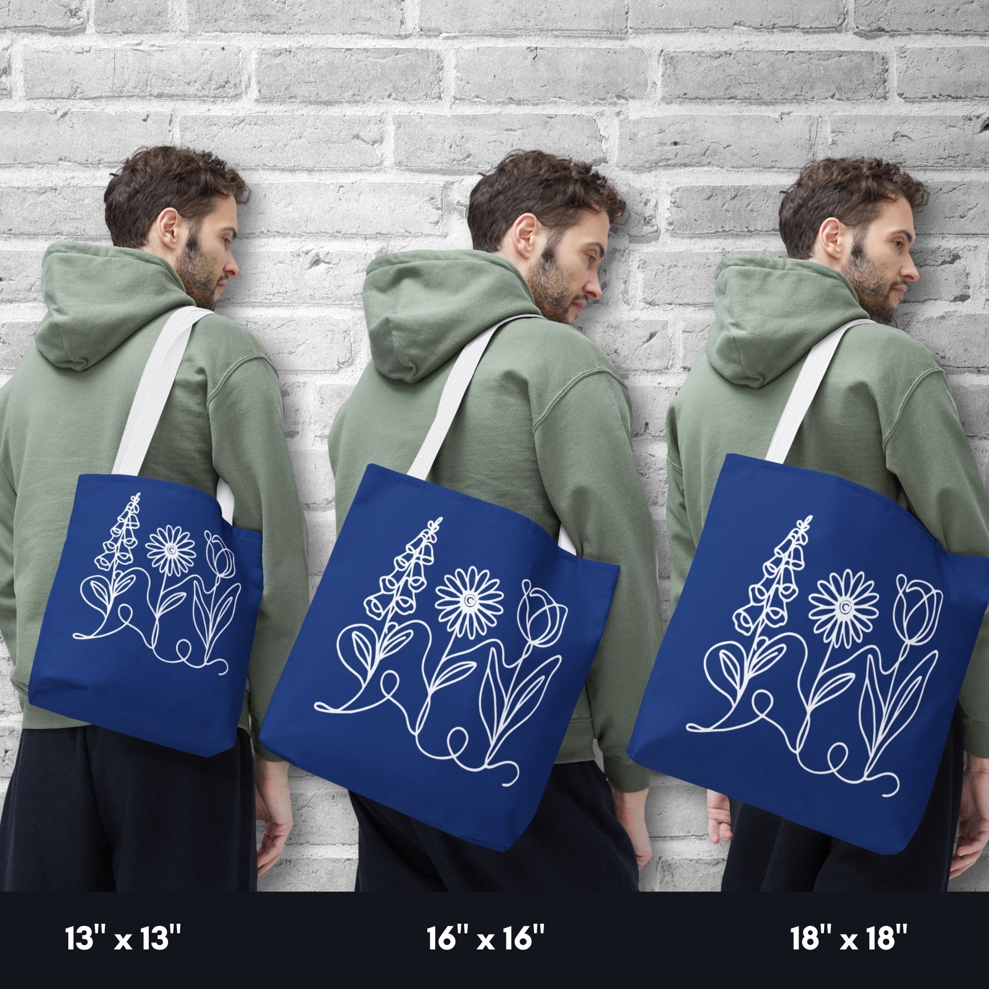 foxglove-daisy-tulip-tote-bag-blue-and-white-subtle-fdt-flowers-reusable-bag-anti-trump-size-options