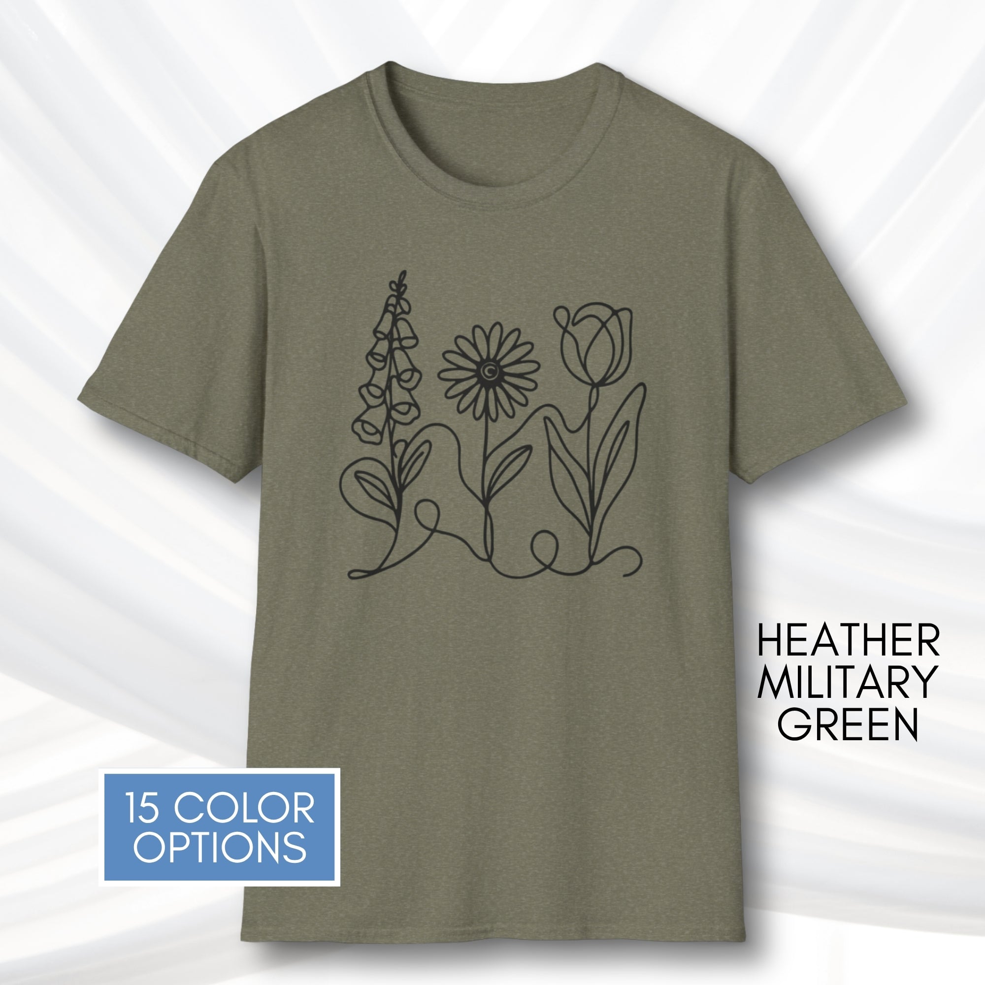 foxglove-daisy-tulip-unisex-softstyle-tshirt-subtle-fdt-flowers-graphic-tee-heather-military-green