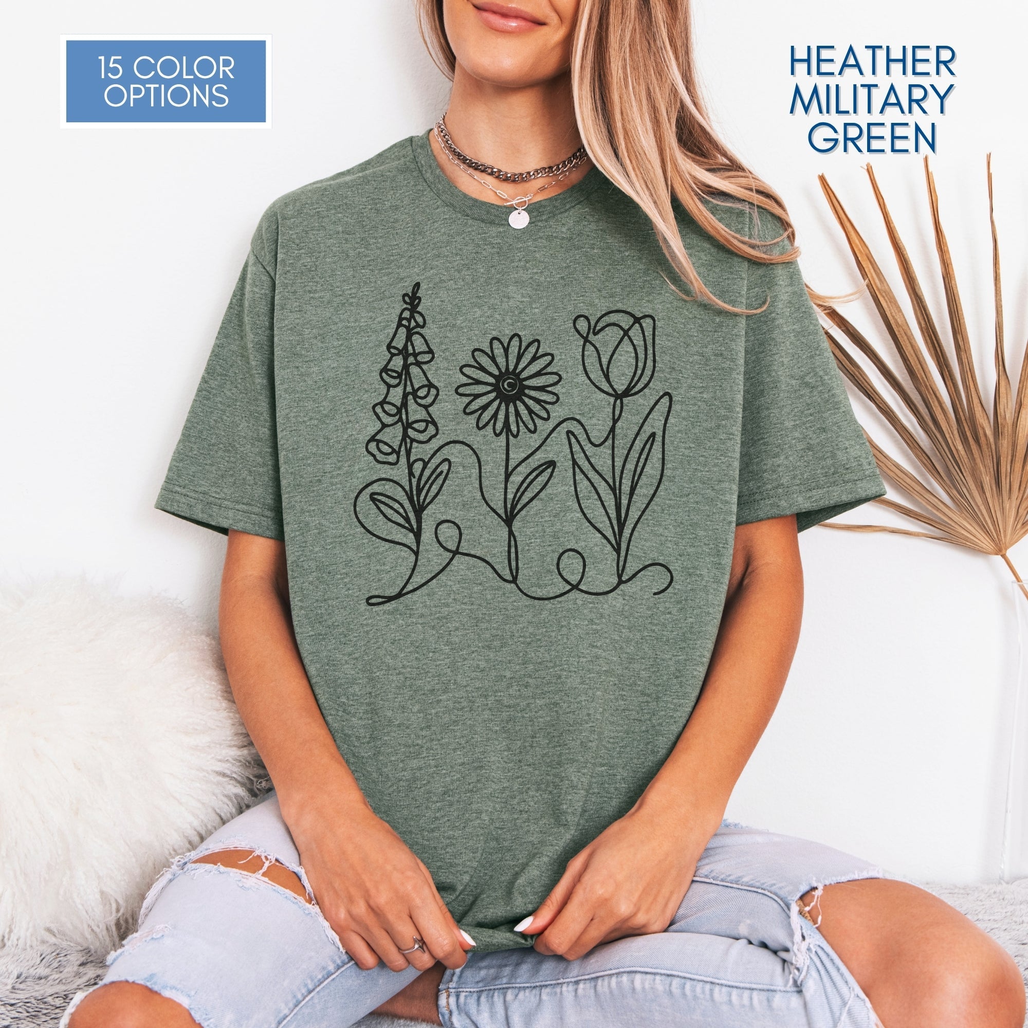 foxglove-daisy-tulip-unisex-softstyle-tshirt-subtle-fdt-flowers-graphic-tee-heather-military-green