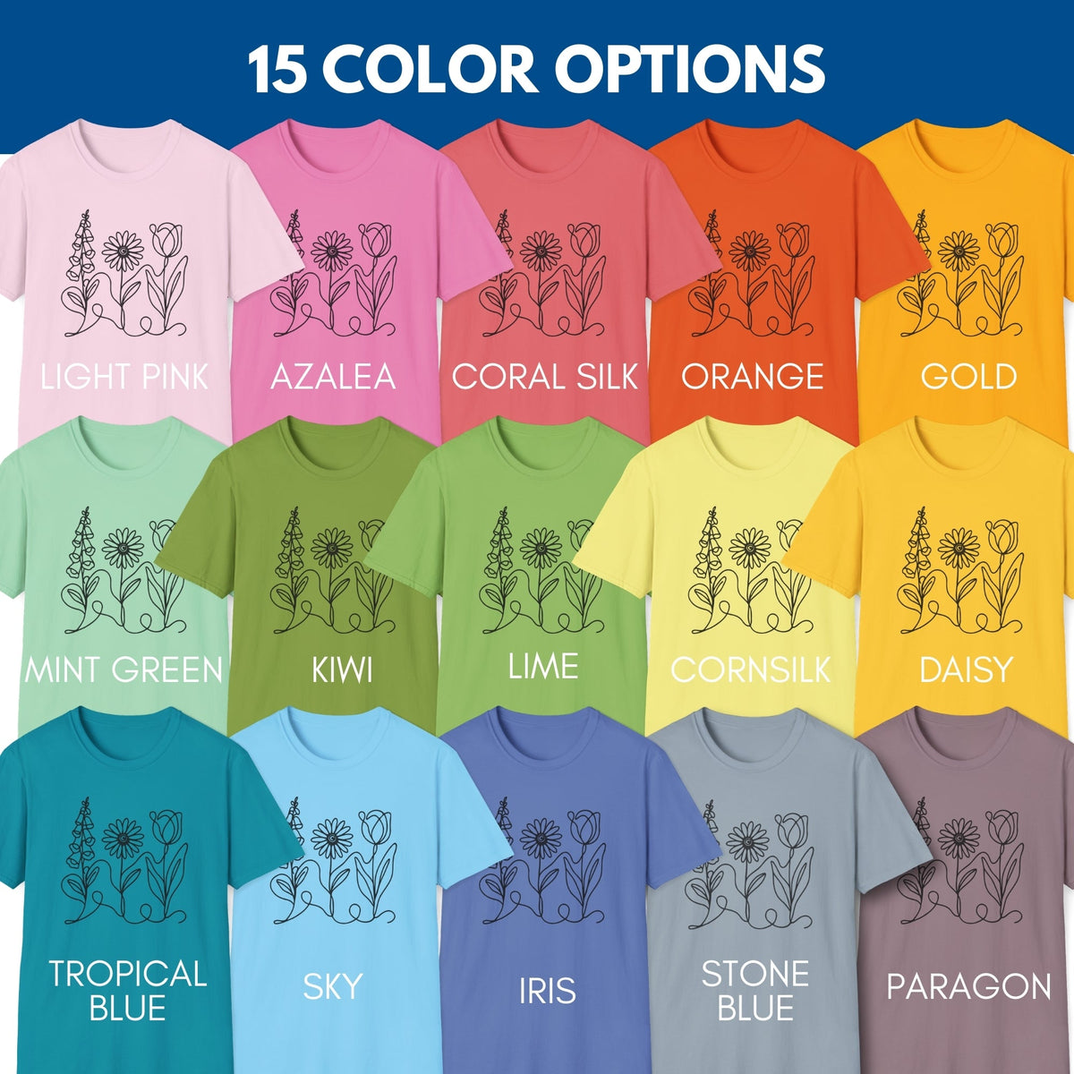 foxglove-daisy-tulip-unisex-softstyle-tshirt-subtle-fdt-flowers-tee-color-options