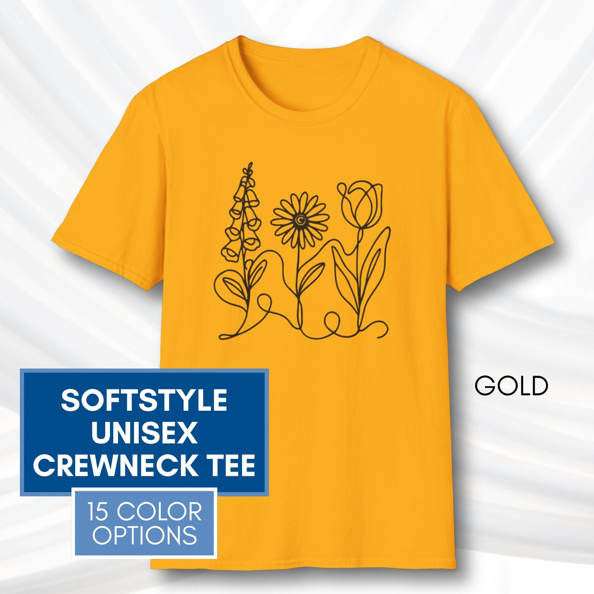 foxglove-daisy-tulip-unisex-softstyle-tshirt-subtle-fdt-flowers-tee-gold