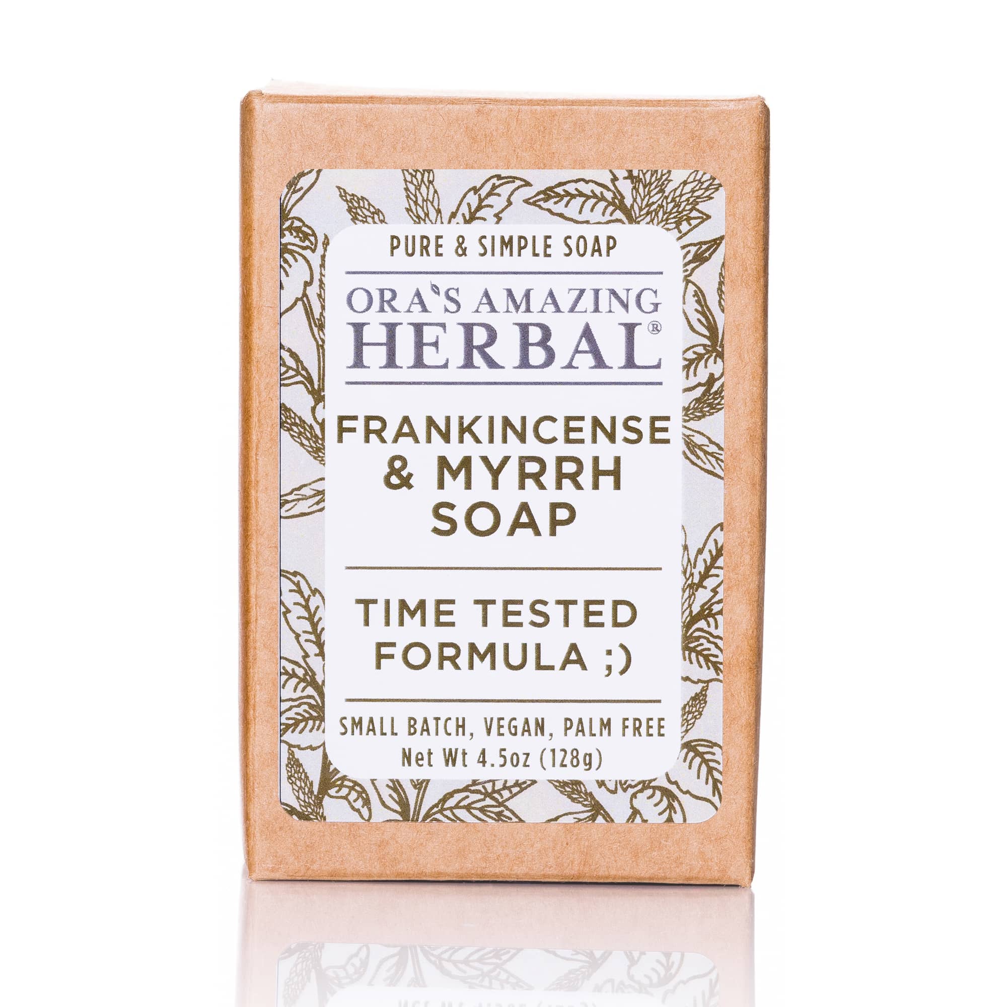 Frankincense and Myrrh Soap 4.5oz Bar Front Label White Background