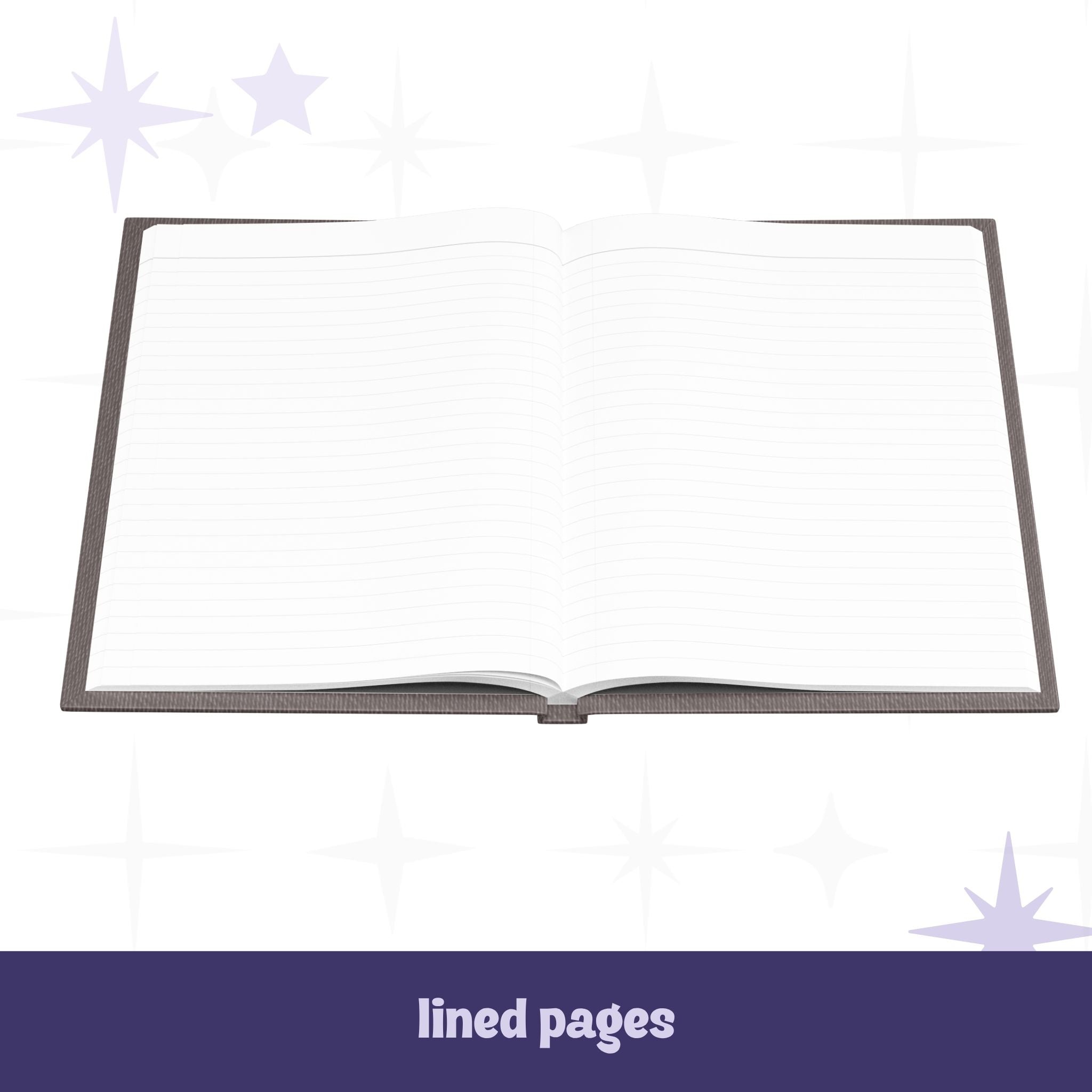 KPI profanity hardcover journal open to lined interior pages showing white perforated lined paper