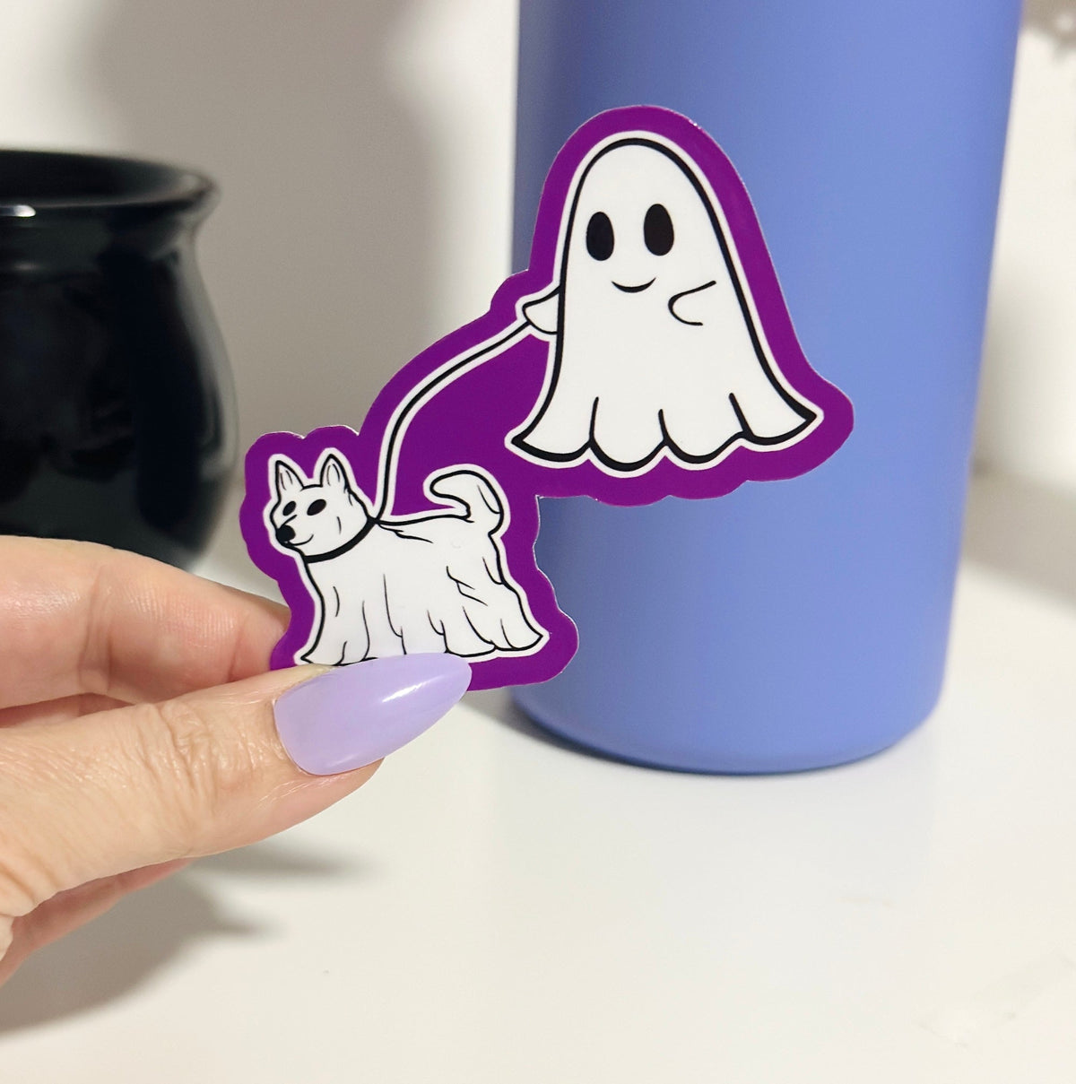 Ghost Walking Dog Figurine Sticker